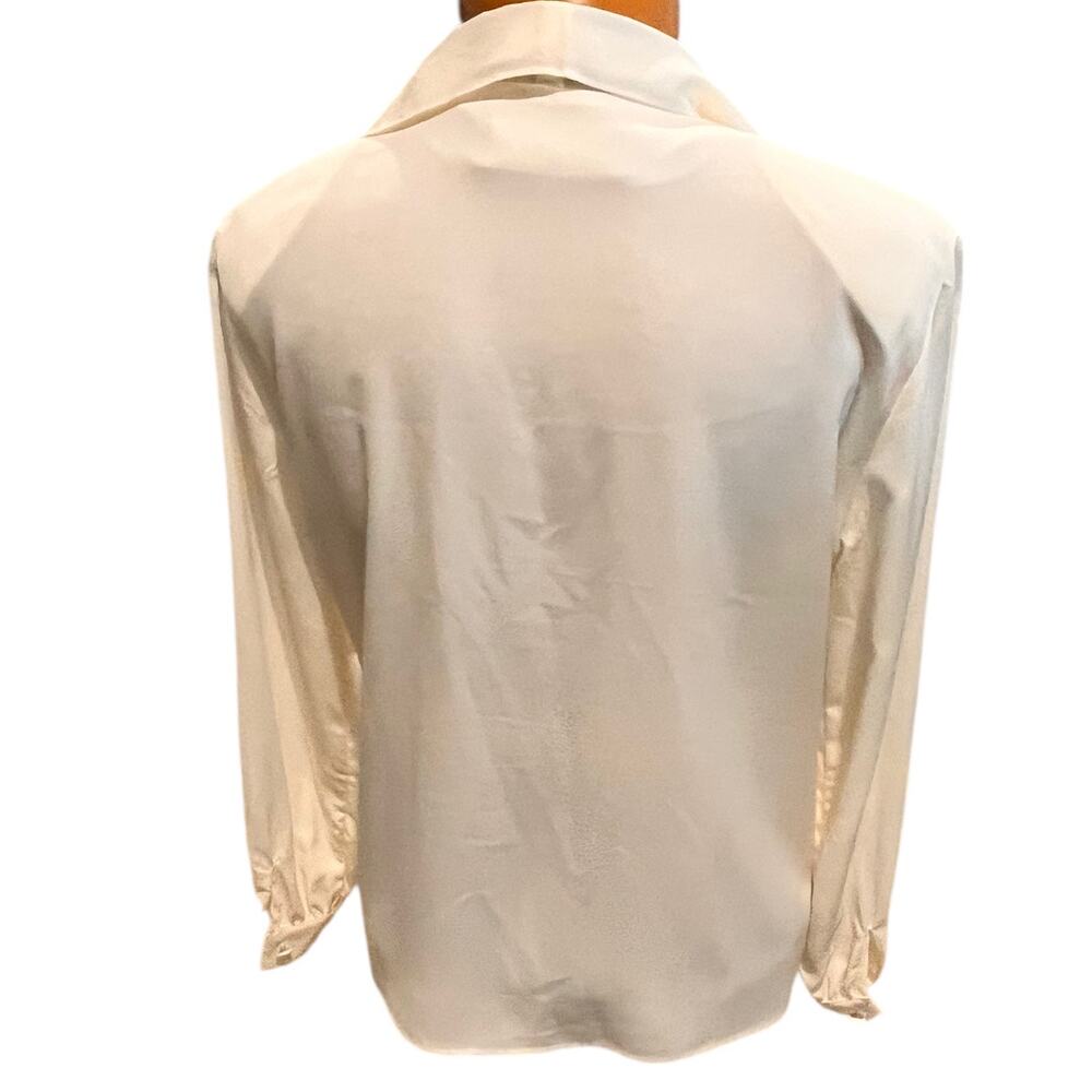 Vintage Size 8/S/M? Petite Sophisticate Womens Ruffled Blouse Ivory Long Sleeve - Picture 5 of 9